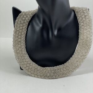 Andrew Stone Braided Handmade Beaded Collar Necklace Silver Tone 16" From Nepal